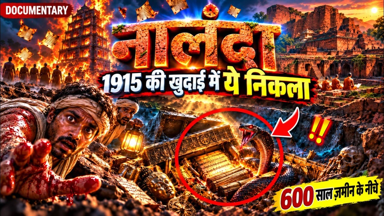 नालंदा महाविहार के लाल ईंटों वाले खंडहर — Story Factory Hindi documentary का दृश्य